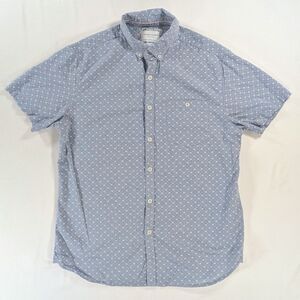 Denim & Flower Rocket Singh Slim Fit Short Sleeve Button Down Shirt M Blue